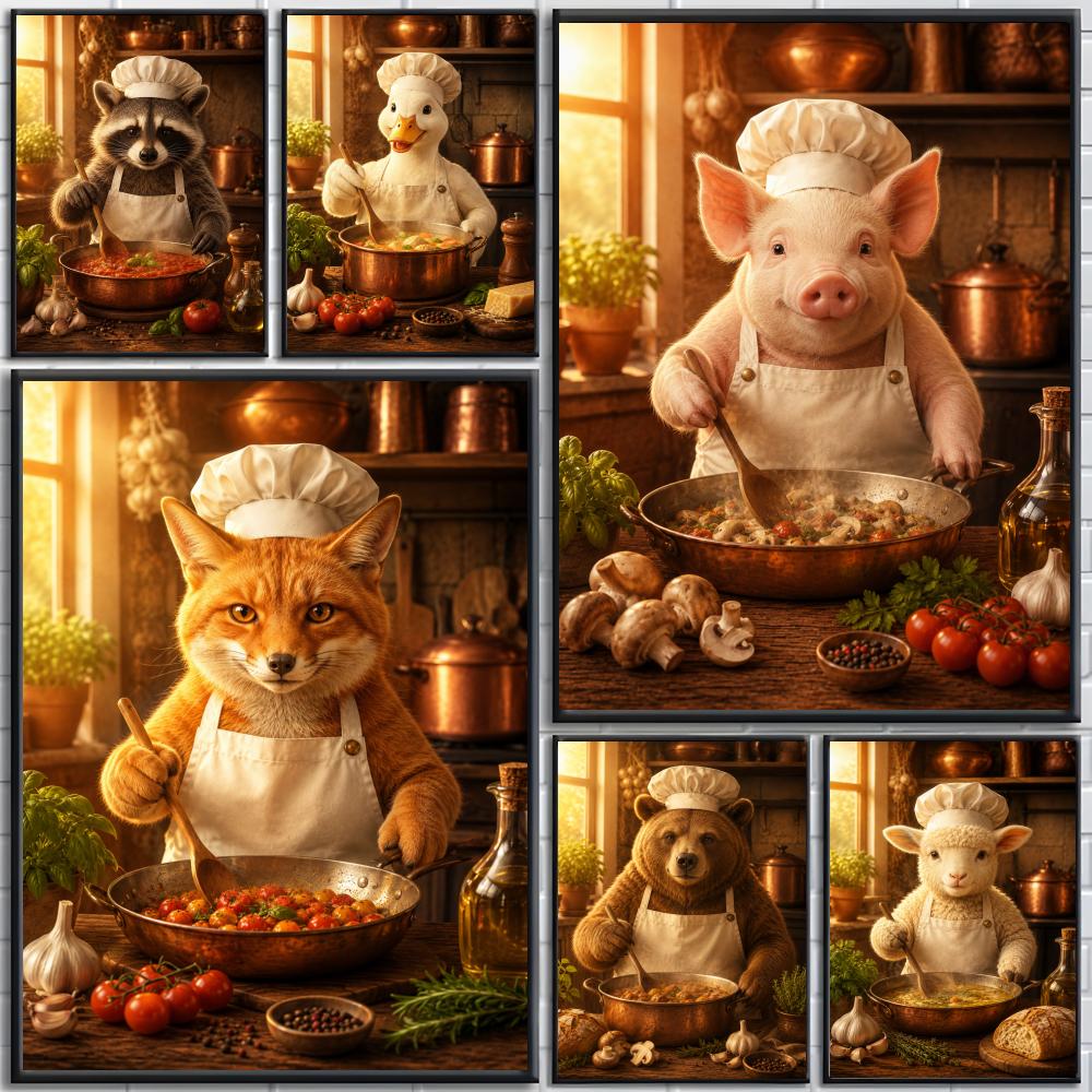 Home Cooking Definition - Funny Animal Chef Kitchen Cooking Bakery