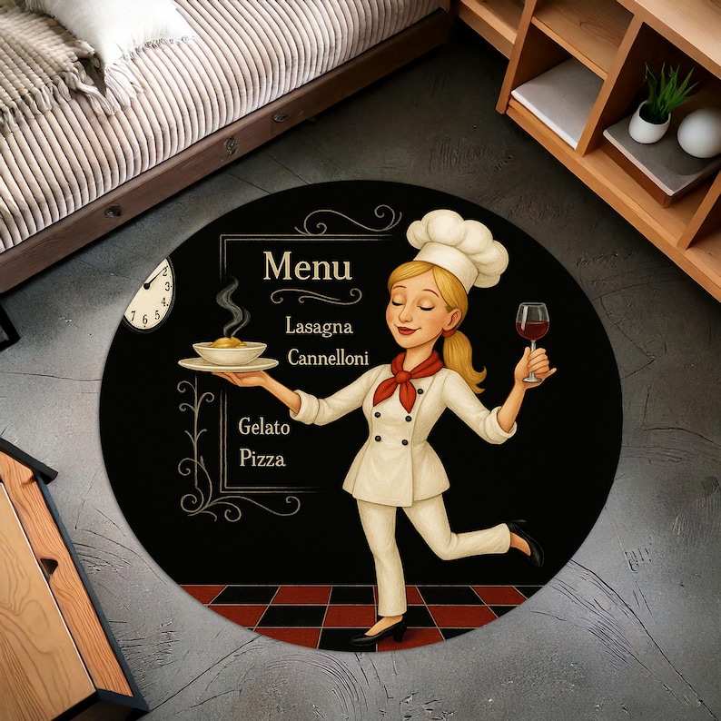 Blonde Chef Round Kitchen Rug, - Home Cooking Menu ulasan dan harga