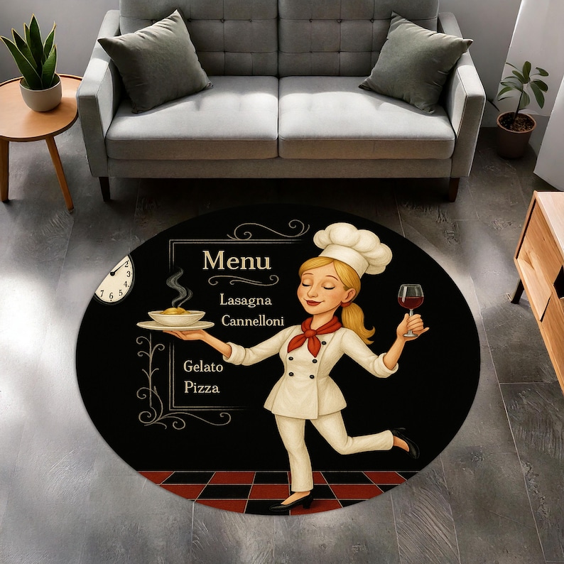 Blonde Chef Round Kitchen Rug, - Home Cooking Menu ulasan dan harga