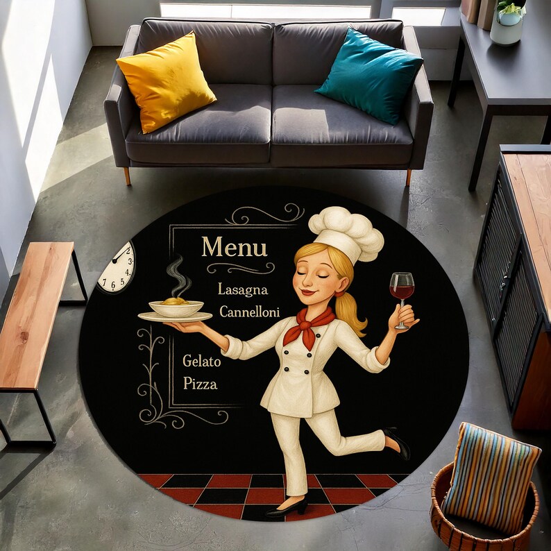 Blonde Chef Round Kitchen Rug, - Home Cooking Menu ulasan dan harga