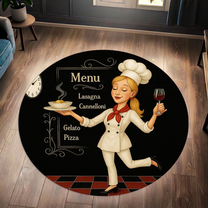 Blonde Chef Round Kitchen Rug, - Home Cooking Menu ulasan dan harga