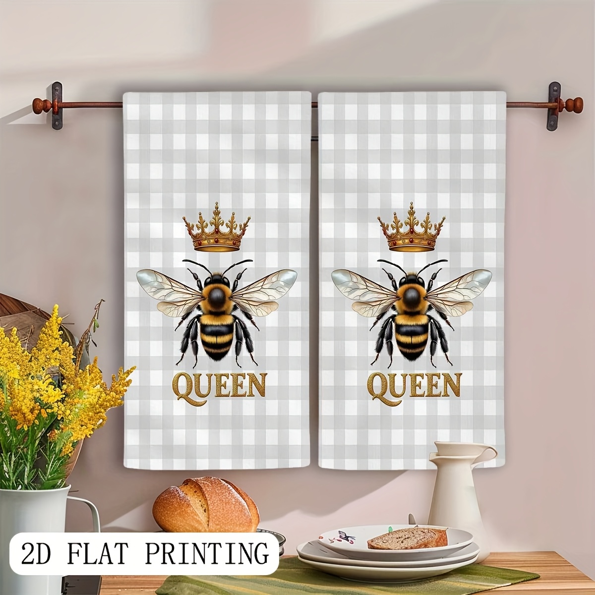2Pcs, Plaid Queen Bee Garden K - Home Cooking Queen ulasan dan harga