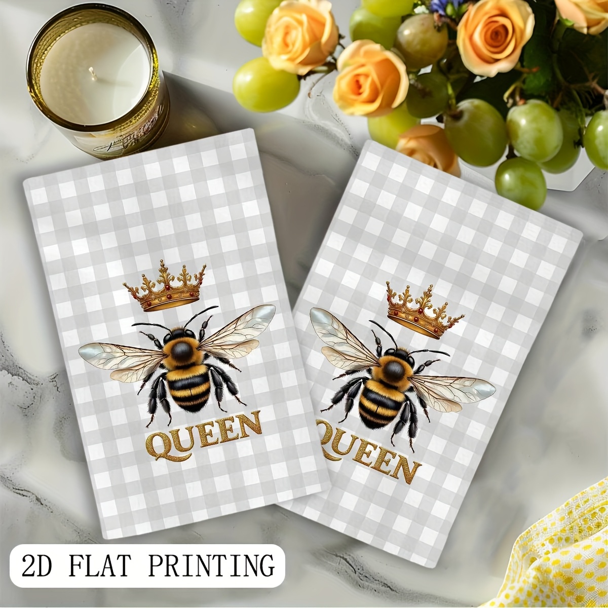 2Pcs, Plaid Queen Bee Garden K - Home Cooking Queen ulasan dan harga